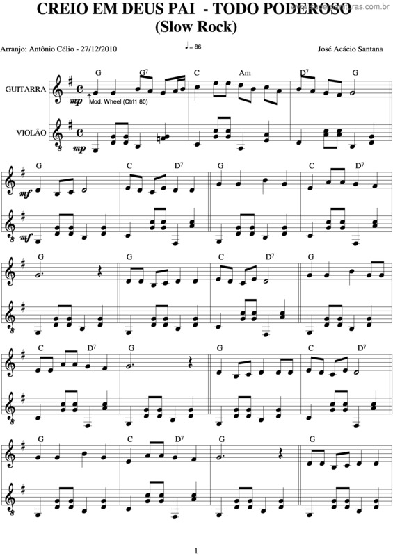 Partitura da música Creio Em Deus Pai v.2