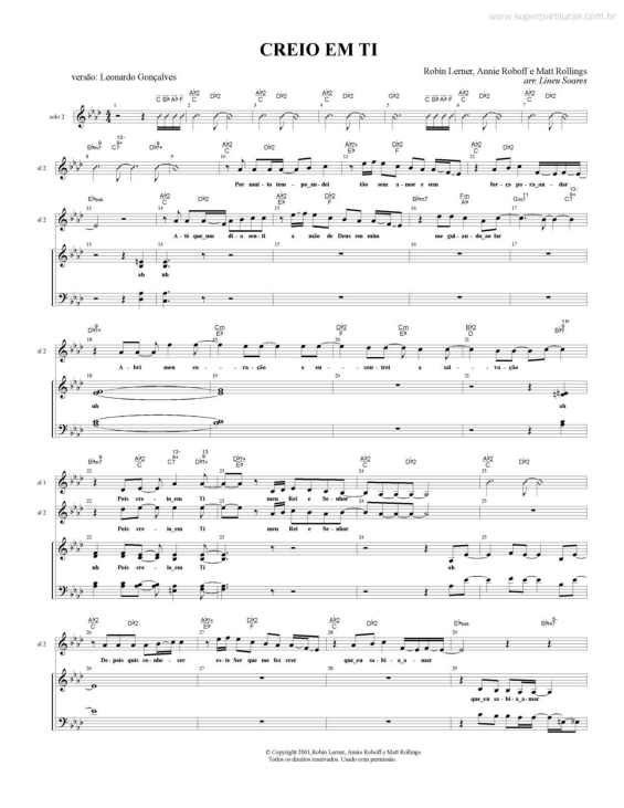 Partitura da música Creio em Ti v.2