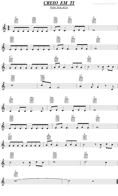 Partitura da música Creio em Ti v.3