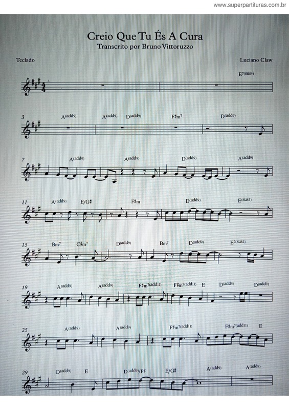 Partitura da música Creio Que Tu És A Cura v.3