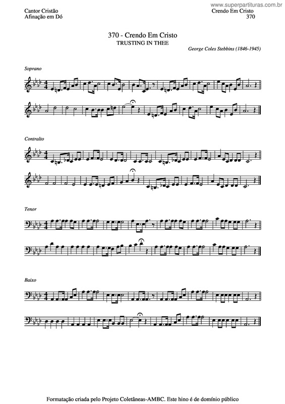 Partitura da música Crendo Em Cristo v.2