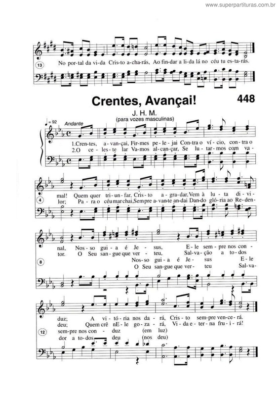 Partitura da música Crentes, Avançai!