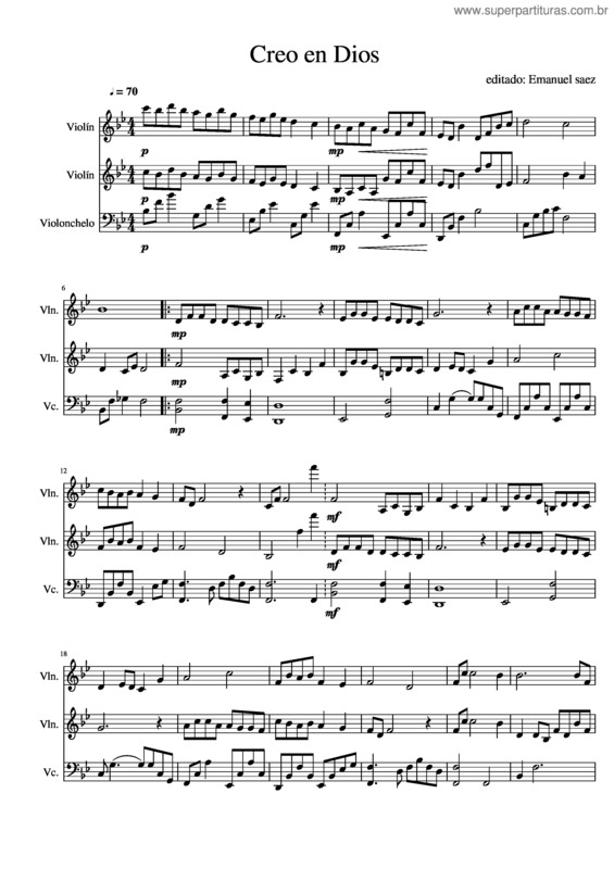 Partitura da música Creo En Dios