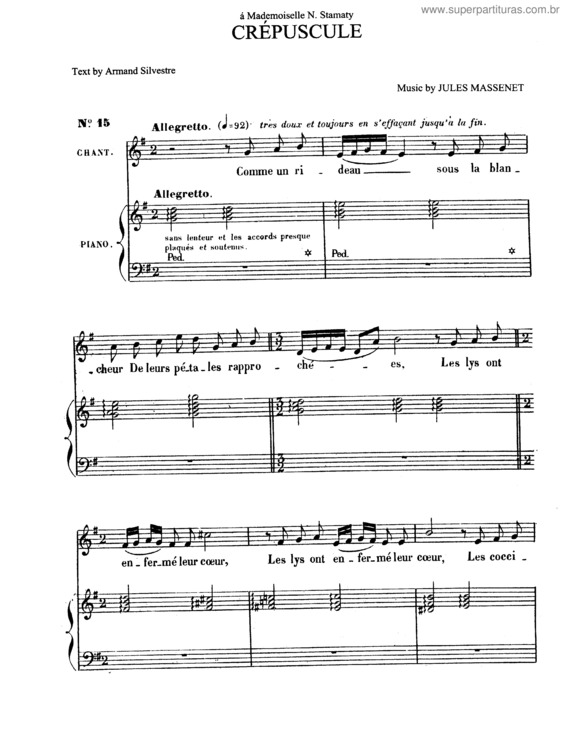 Partitura da música Crépuscule