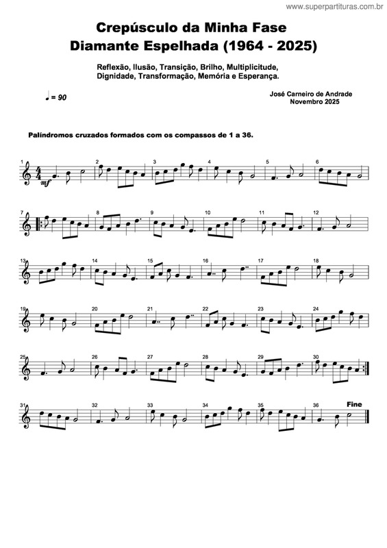 Partitura da música Crepúsculo Da Minha Fase Diamante Espelhada (1964 - 2025)