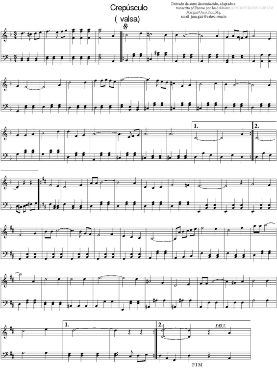 Partitura da música Crepúsculo