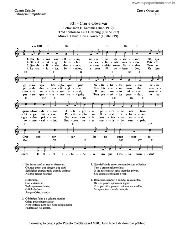 Partitura da música Crer E Observar v.4