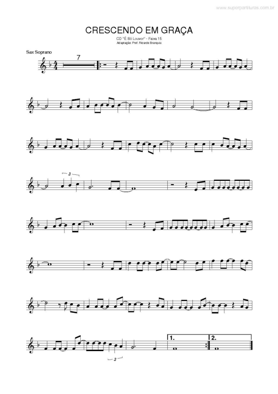 Partitura da música Crescendo em Graça v.2