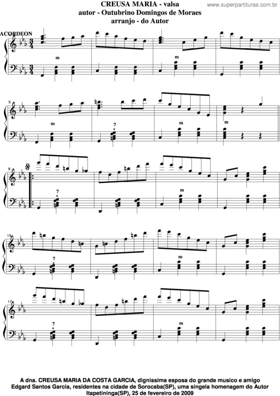 Partitura da música Creusa Maria v.2