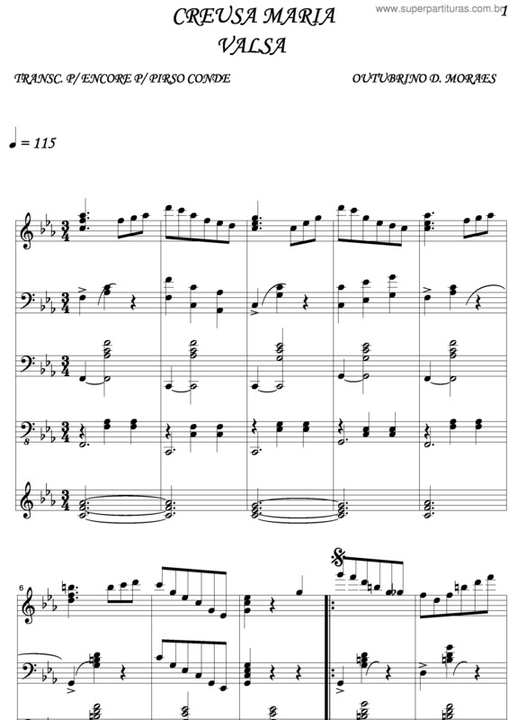 Partitura da música Creusa Maria