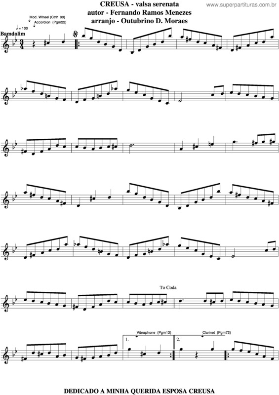 Partitura da música Creusa v.4