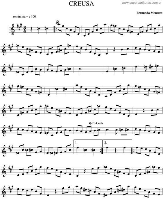 Partitura da música Creusa