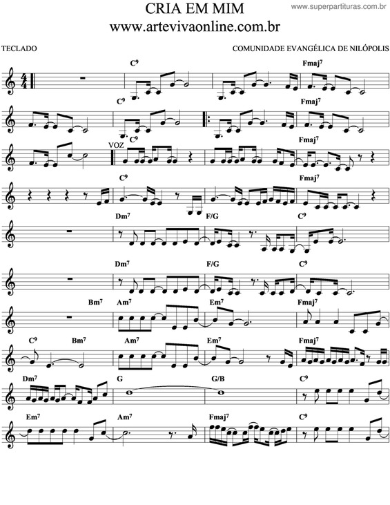 Partitura da música Cria Em Mim