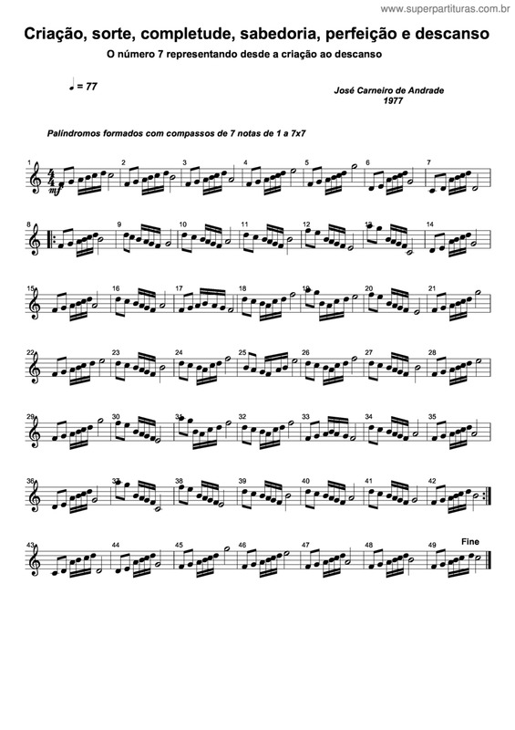 Partitura da música Criação, Sorte, Completude, Sabedoria, Perfeição E Descanso