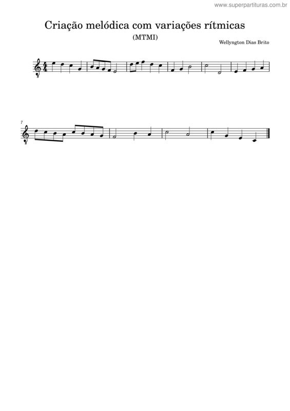 Partitura da música Criação Melódica Com Variações Rítmicas