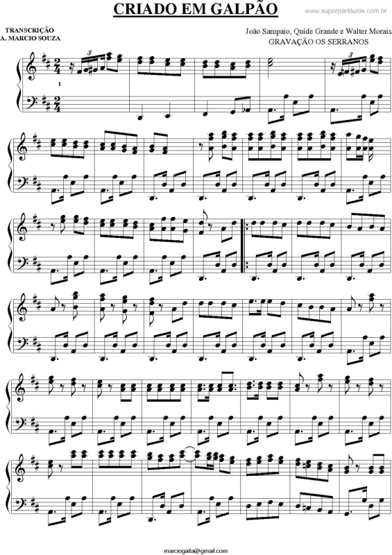 Partitura da música Criado Em Galpão