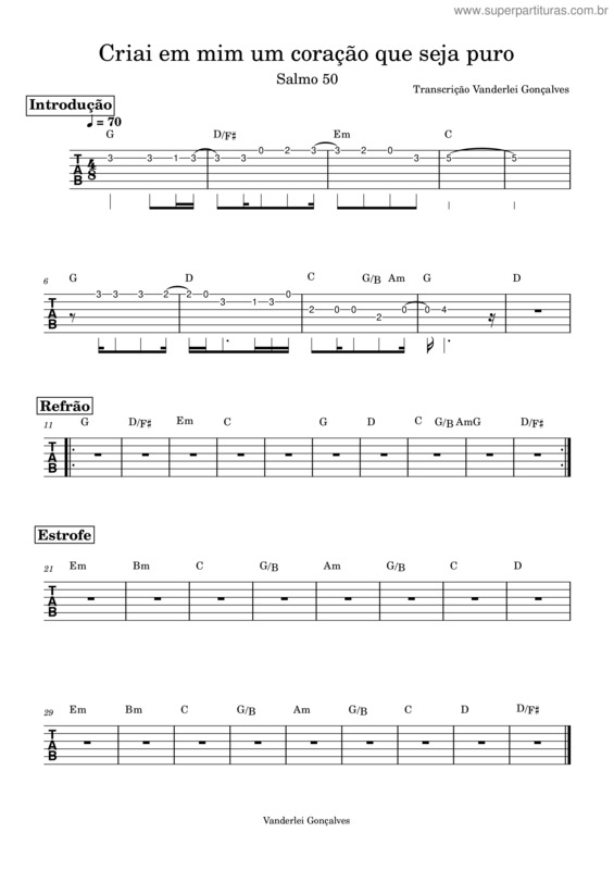 Partitura da música Criai Em Mim Um Coração Que Seja Puro v.3