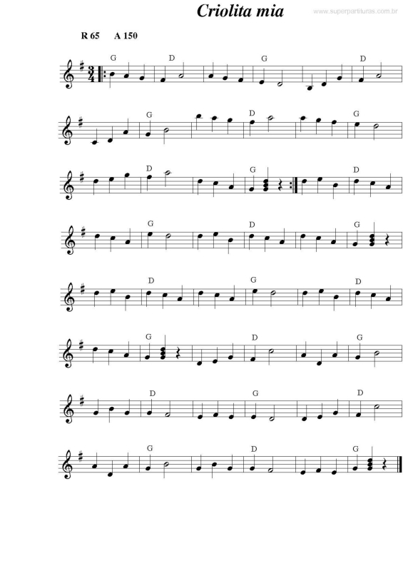 Partitura da música Criolita