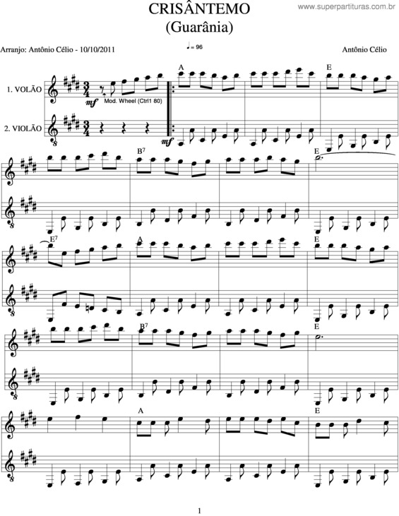 Partitura da música Crisântemo v.3