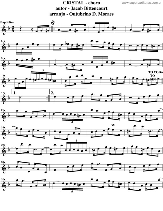 Partitura da música Cristal v.2