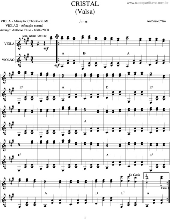 Partitura da música Cristal v.4