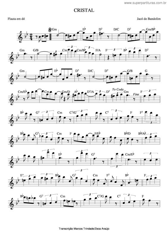 Partitura da música Cristal