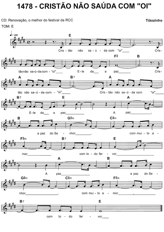 Partitura da música Cristão Não Saúda Com Oi