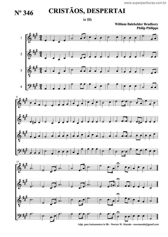 Partitura da música Cristãos, Despertai