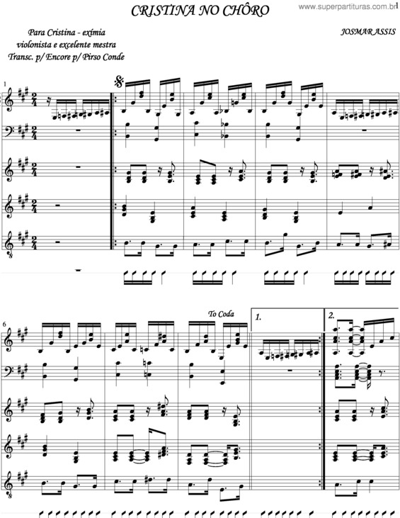 Partitura da música Cristina No Choro v.3