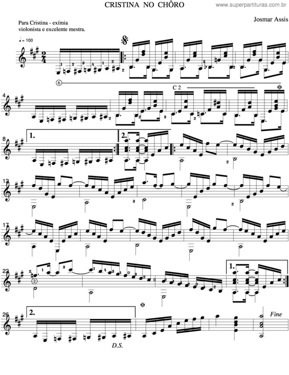 Partitura da música Cristina No Choro