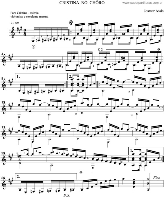 Partitura da música Cristina No Choro