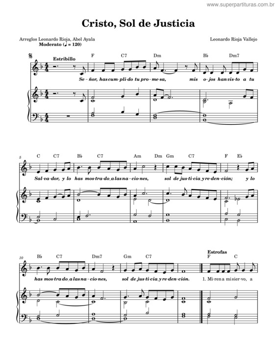 Partitura da música Cristo,  Sol De Justicia  Leonardo Rioja Vallejo – Abel Ayala