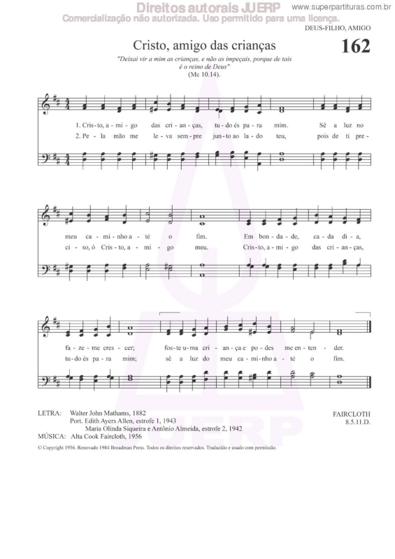 Partitura da música Cristo, Amigo Das Crianças - 162 HCC v.2