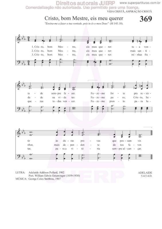 Partitura da música Cristo, Bom Mestre, Eis Meu Querer - 369 HCC v.2