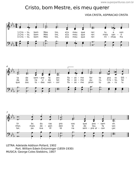 Partitura da música Cristo, Bom Mestre, Eis Meu Querer