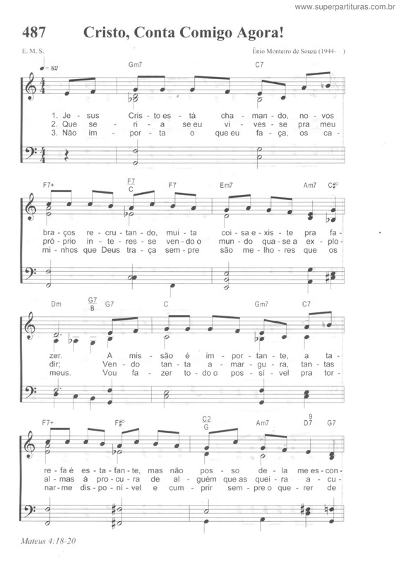 Partitura da música Cristo, Conta Comigo Agora!