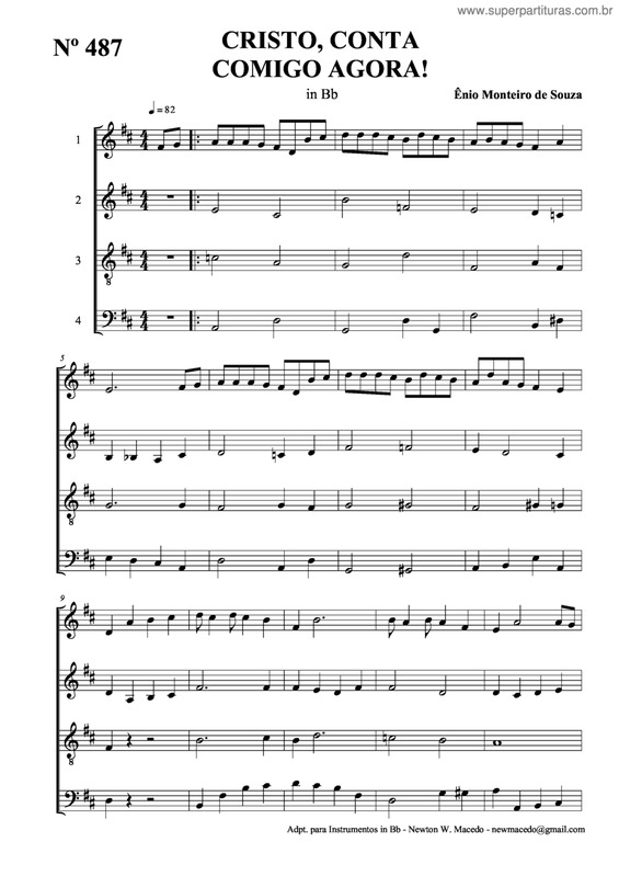 Partitura da música Cristo, Conta Comigo Agora