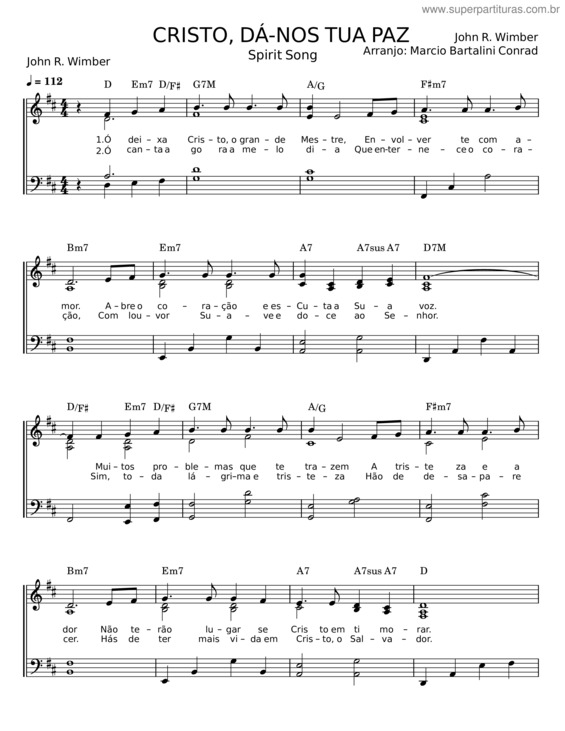 Partitura da música Cristo, Dá–Nos Tua Paz v.3