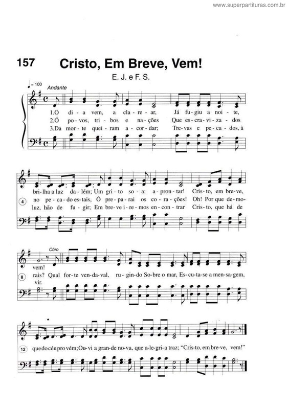 Partitura da música Cristo, Em Breve, Vem!