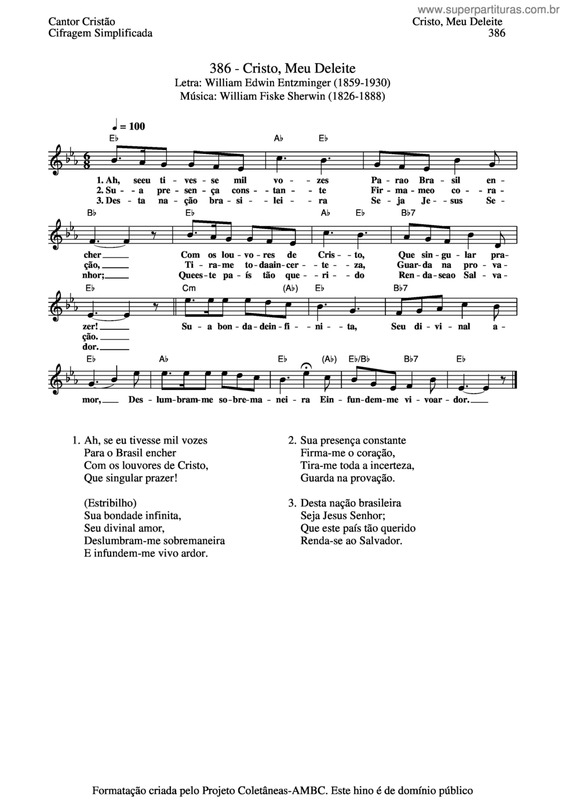 Partitura da música Cristo, Meu Deleite