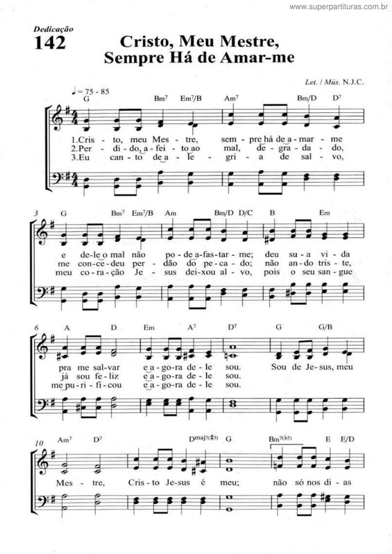 Partitura da música Cristo, Meu Mestre, Sempre Há De Amar-Me