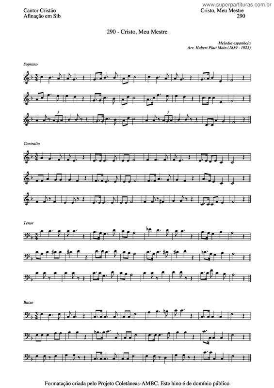 Partitura da música Cristo, Meu Mestre v.3