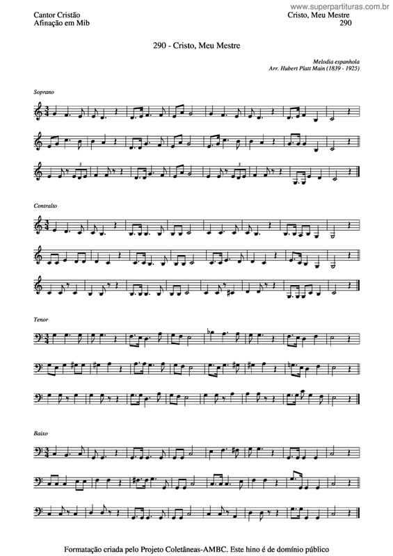 Partitura da música Cristo, Meu Mestre v.4