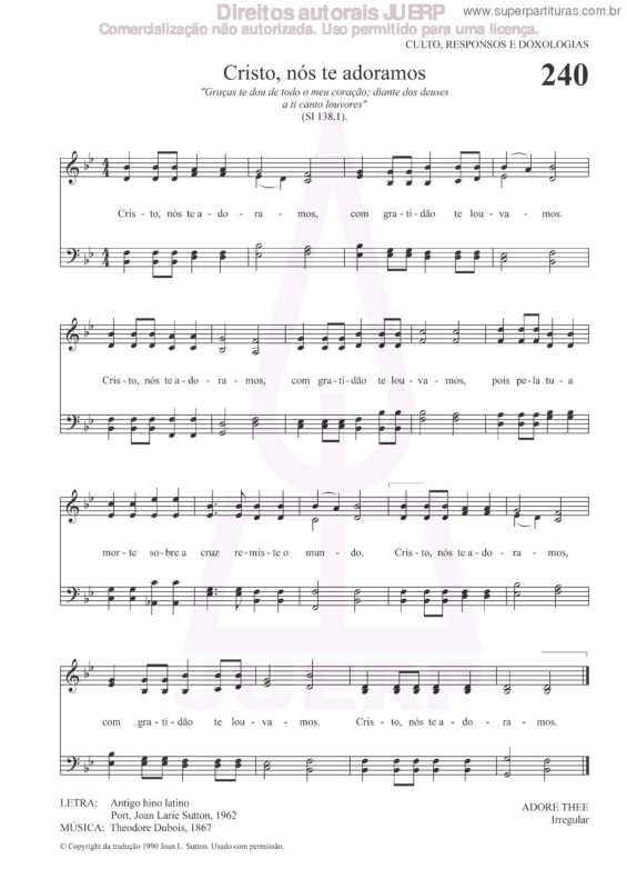 Partitura da música Cristo, Nós Te Adoramos - 240 HCC v.2