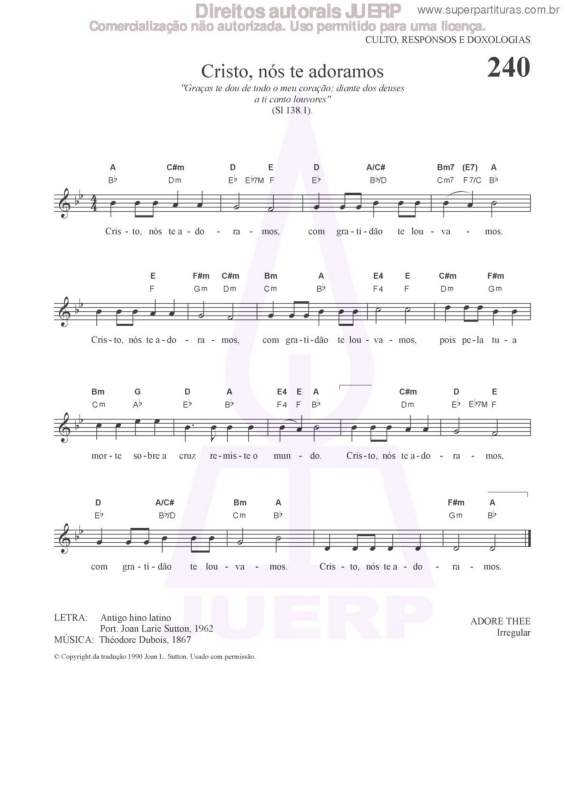 Partitura da música Cristo, Nós Te Adoramos - 240 HCC