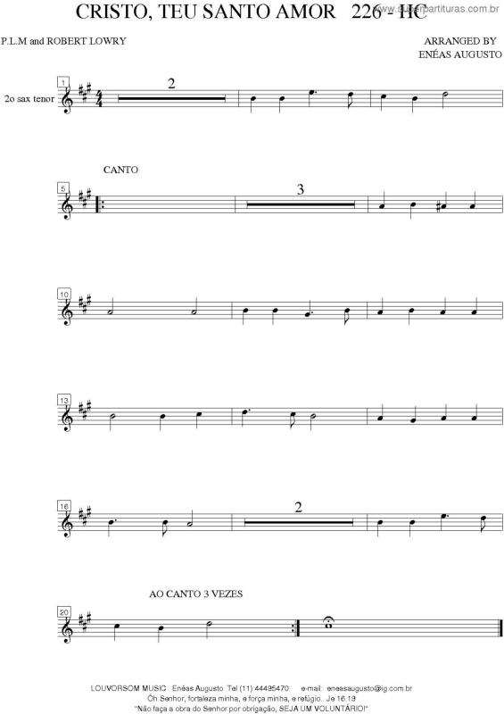 Partitura da música Cristo, Teu Santo Amor - 226 HC v.6