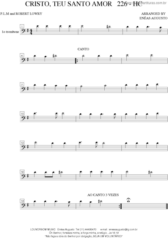 Partitura da música Cristo, Teu Santo Amor - 226 HC v.8