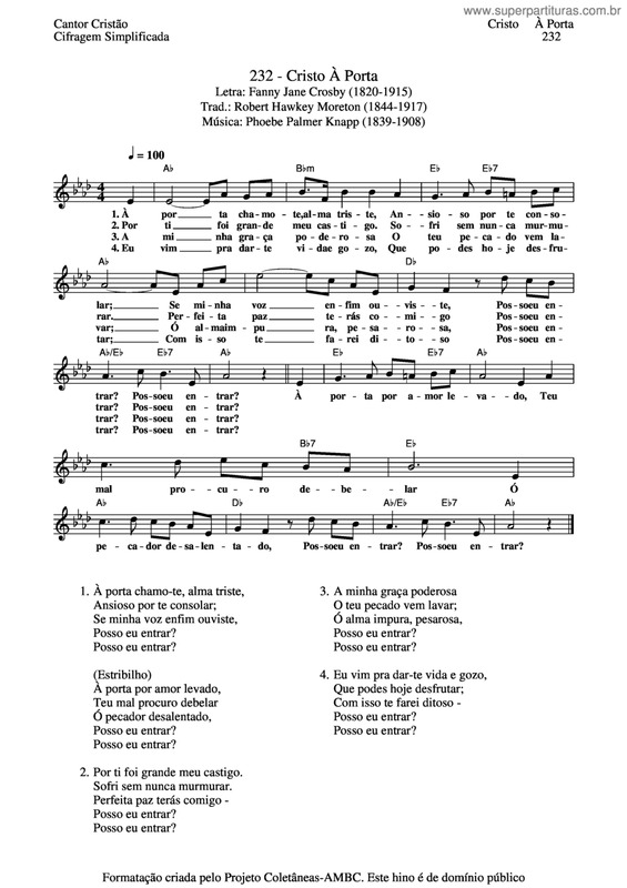 Partitura da música Cristo À Porta