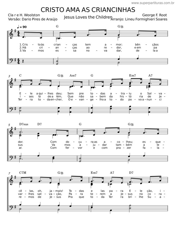 Partitura da música Cristo Ama As Criancinhas – George F. Root