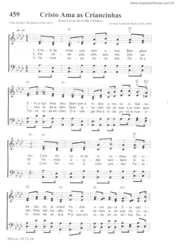 Partitura da música Cristo Ama As Criancinhas v.2